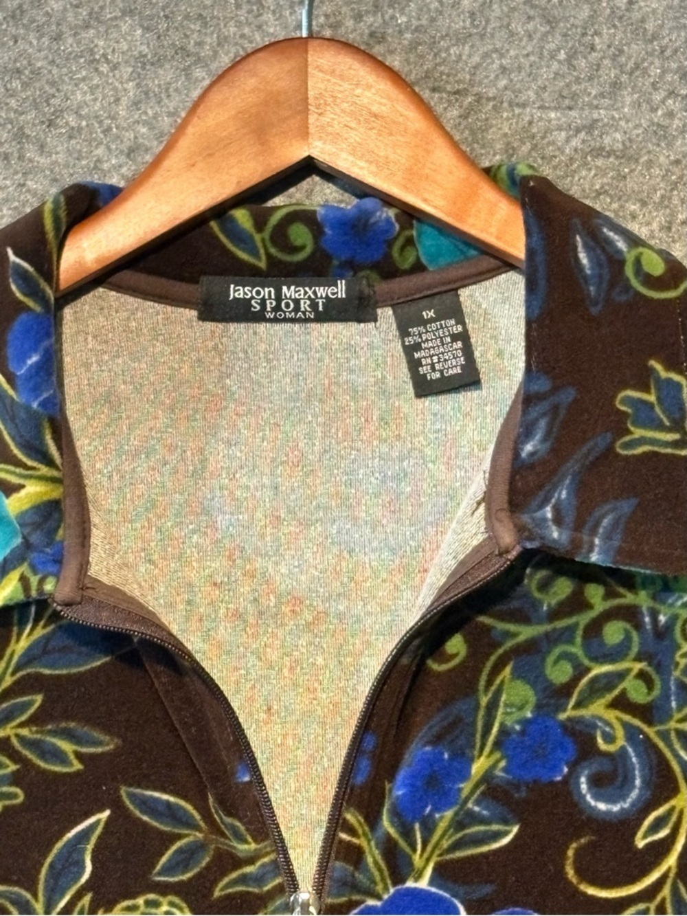 Women’s Velour Zip Jacket 1X Floral Maximalist Plus size vintage fairy grunge - Picture 11 of 11